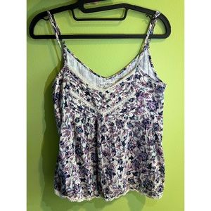 Blue, purple & cream top vintage style/ Billabong 100%cotton/used good condition